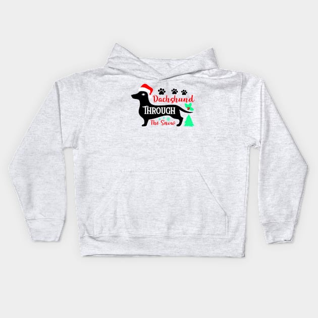 Dachshund Through The Snow Kids Hoodie by VisionDesigner